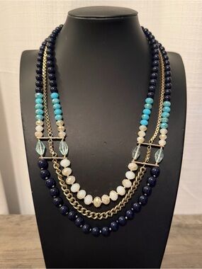 The Limited Statement necklace #J42 blue Multistrand
